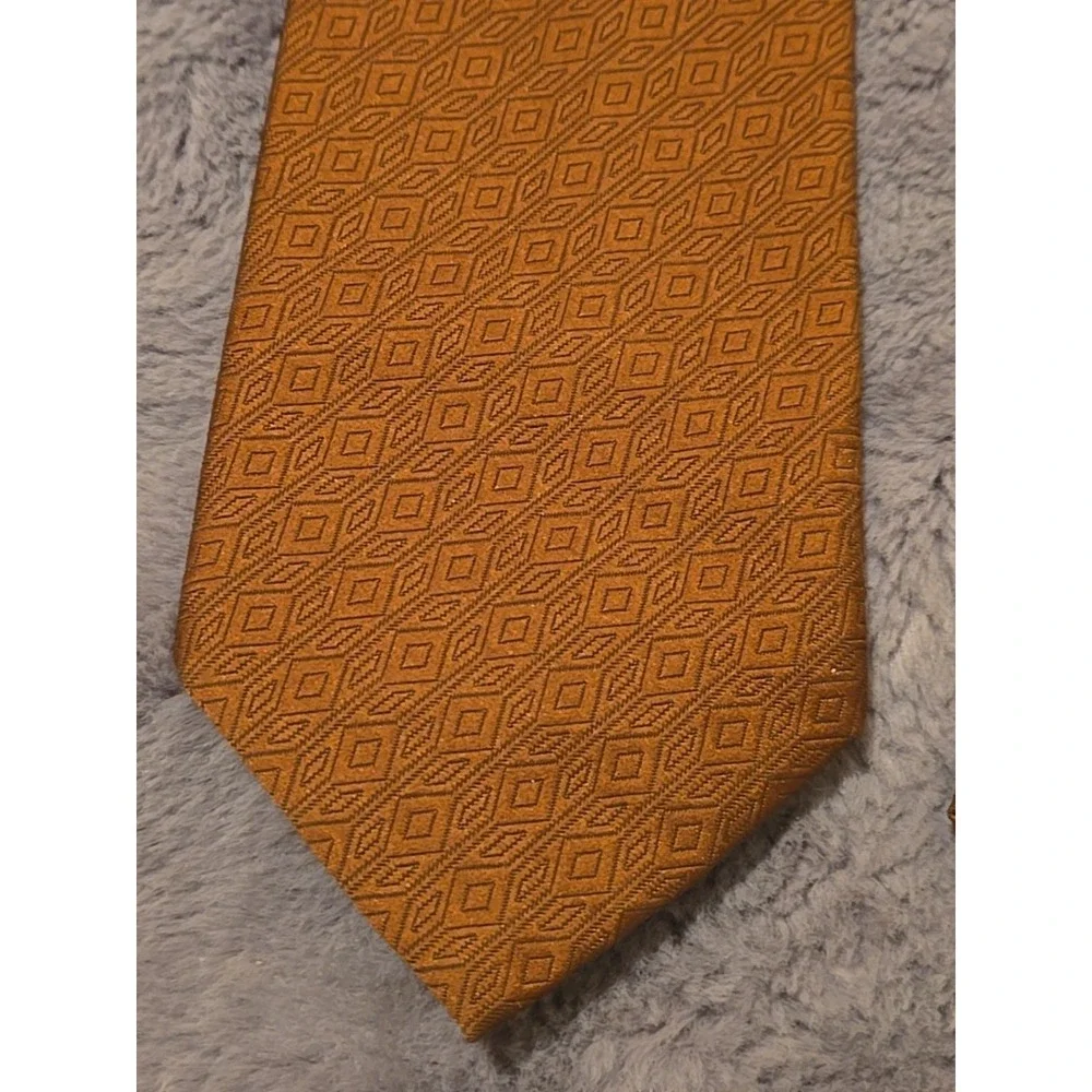 Vintage Towncraft Deluxe Tie Mens Brown Textured Geometric 70s Retro 4